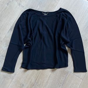The Row Black Cashmere with Leather Insert Sweater. Size S.